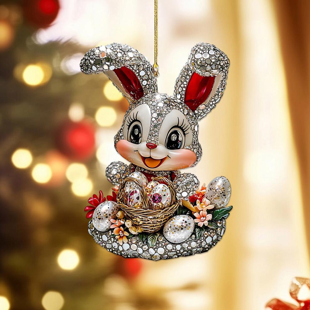 3 Pieces Flat Acrylic Easters Rabbit Pendant Charm for Festival Hanging Bunnys Car Keychains Backpack Keyring Accessory