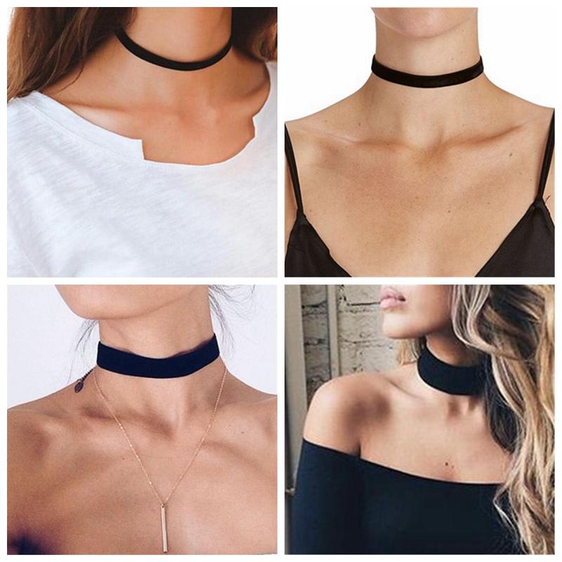 Svart Sammet Choker Halsband Goth Gotisk Handgjord Retro Burlesk Smycke
