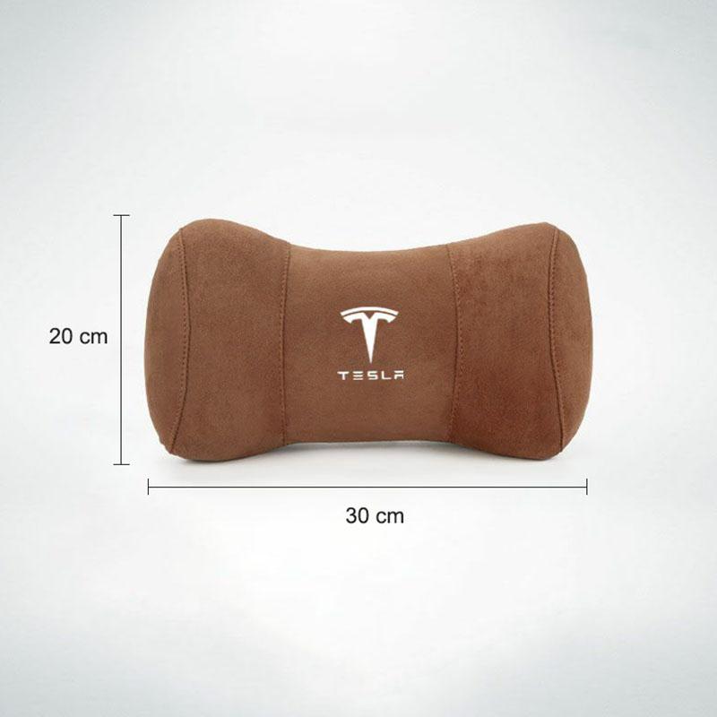 AMM1 High Quality Suede Car Headrest Auto Seat Neck Soft Pillow For Tesla Model 3 Model S Model X Model Y Cybertruck Roadster SpaceX