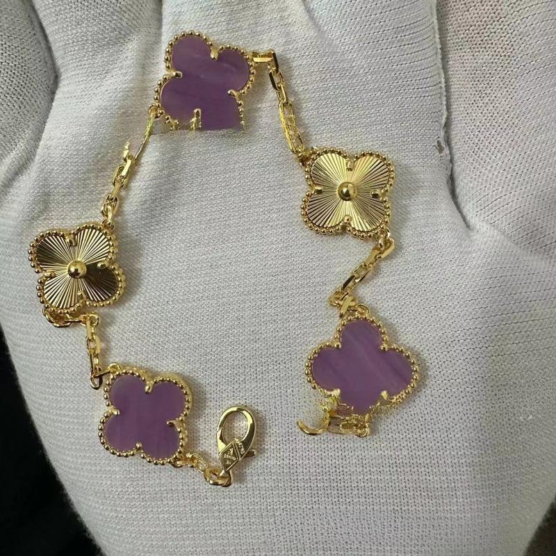 Exquisite Four-leaf Clover Bracelet for Women Five-flower Bracelet Double-sided Natural White Mother-of-pearl and Carnelian Bracelet