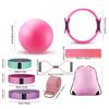 10pcs Pilates Essentials Kit with Stretching Strap 8 Resistance Bands Pilates Ring and Ball Set with Storage Bag for Workout
