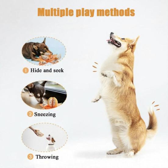 Cane Giocattolo Peluche Nascondino Arancione Anguria Giocattolo Peluche Sonoro 3-in-1 Interattivo Piccolo Medio Cane Tappetino Annusare Peluche con Carta Stropicciata