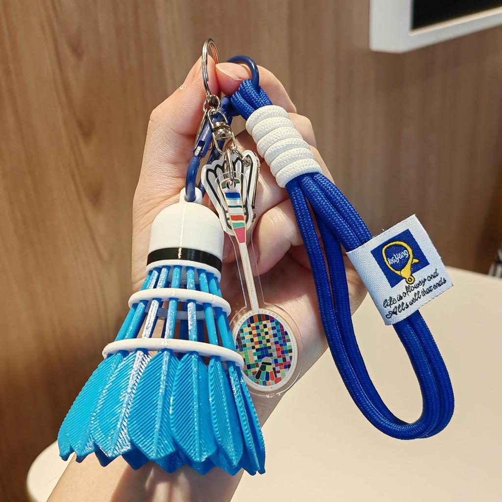 High-Value Rainbow Badminton Pendant Keychain: Creative Sports Backpack Decoration & Gift