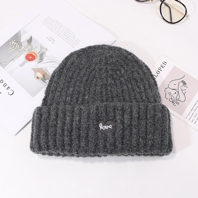 Embroidered Hat for Women In Autumn and Winter Casual Versatile Knitted Hat Ear Protection and Warmth Thickened Wool Hat Trendy and Cold Hat