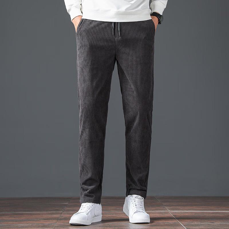Men's Corduroy Fleece-Lined Drawstring Jogger Pants