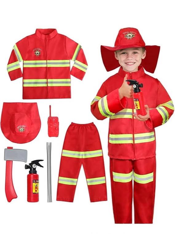 Children's Firefighter Costume for Kindergarten Role Play and Performance