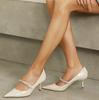 Fashion Rhinestone Line With High Heels Shallow Mouth French Single Shoes With Dress Wedding Shoes Woman