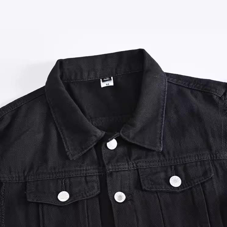 Men's Black Denim Sleeveless Vest - Trendy Streetwear Waistcoat for Spring, Summer, and Autumn