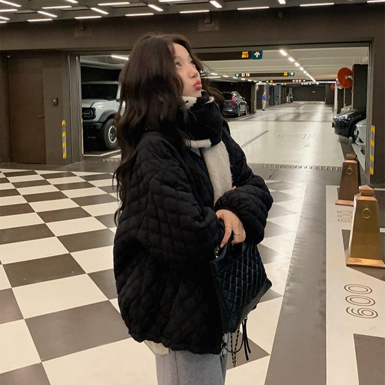 Casaco Feminino Plus Size Estilo Coreano Corte Amplo À Prova de Vento Quente Acolchoado com Zíper Outono Inverno