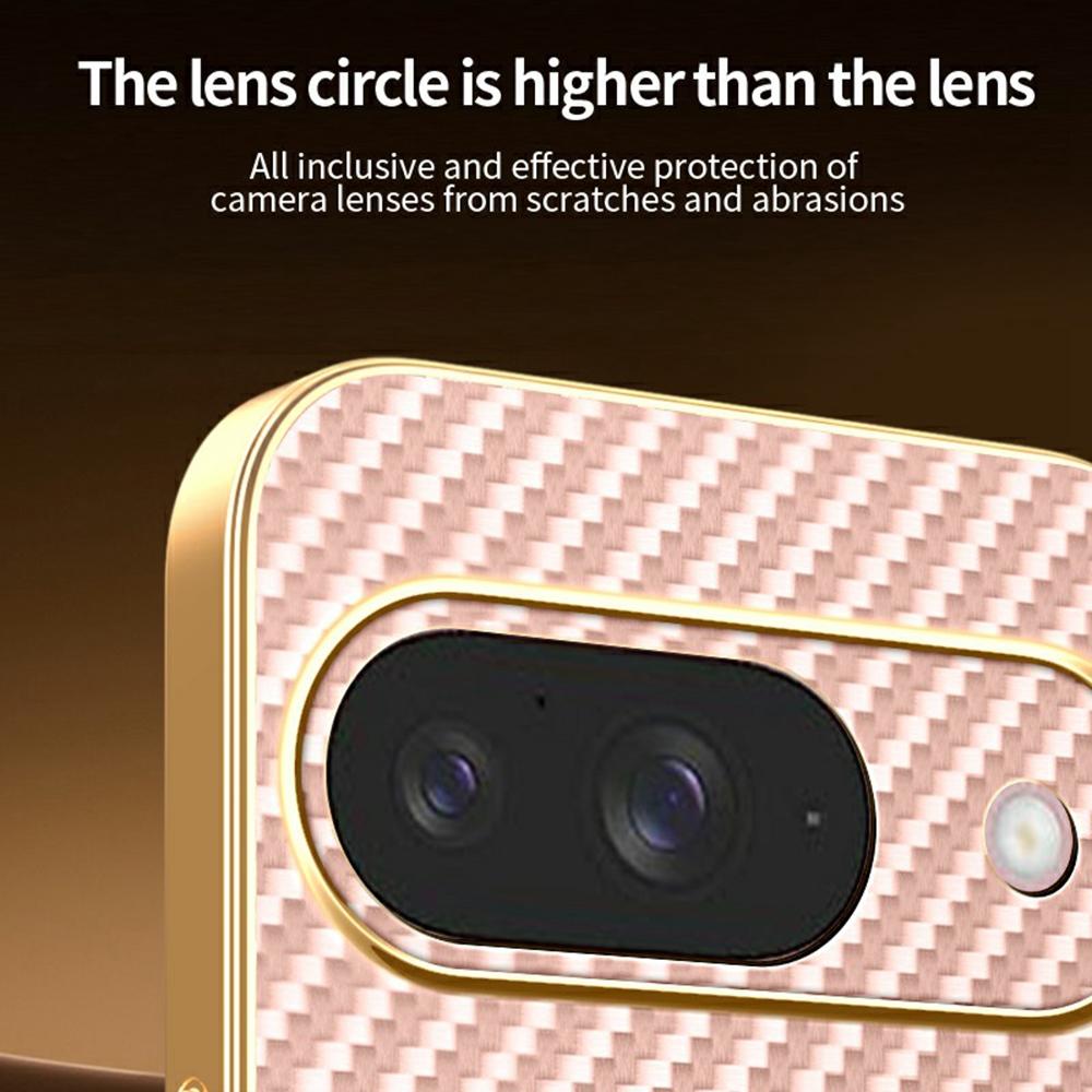 For Google Pixel 9 Phone Case Carbon Fiber Textured Electroplated TPU Back Cover