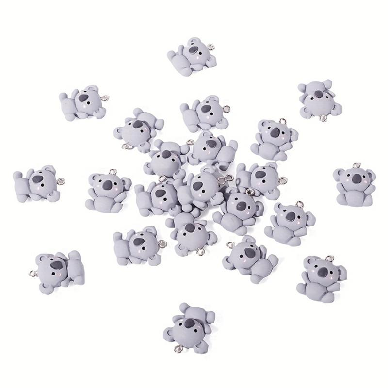20pcs Blue Grey Koala Pendants Multiporpose Resin Koala Accessories Jewelry Charm For Creative Crafting And Gifts
