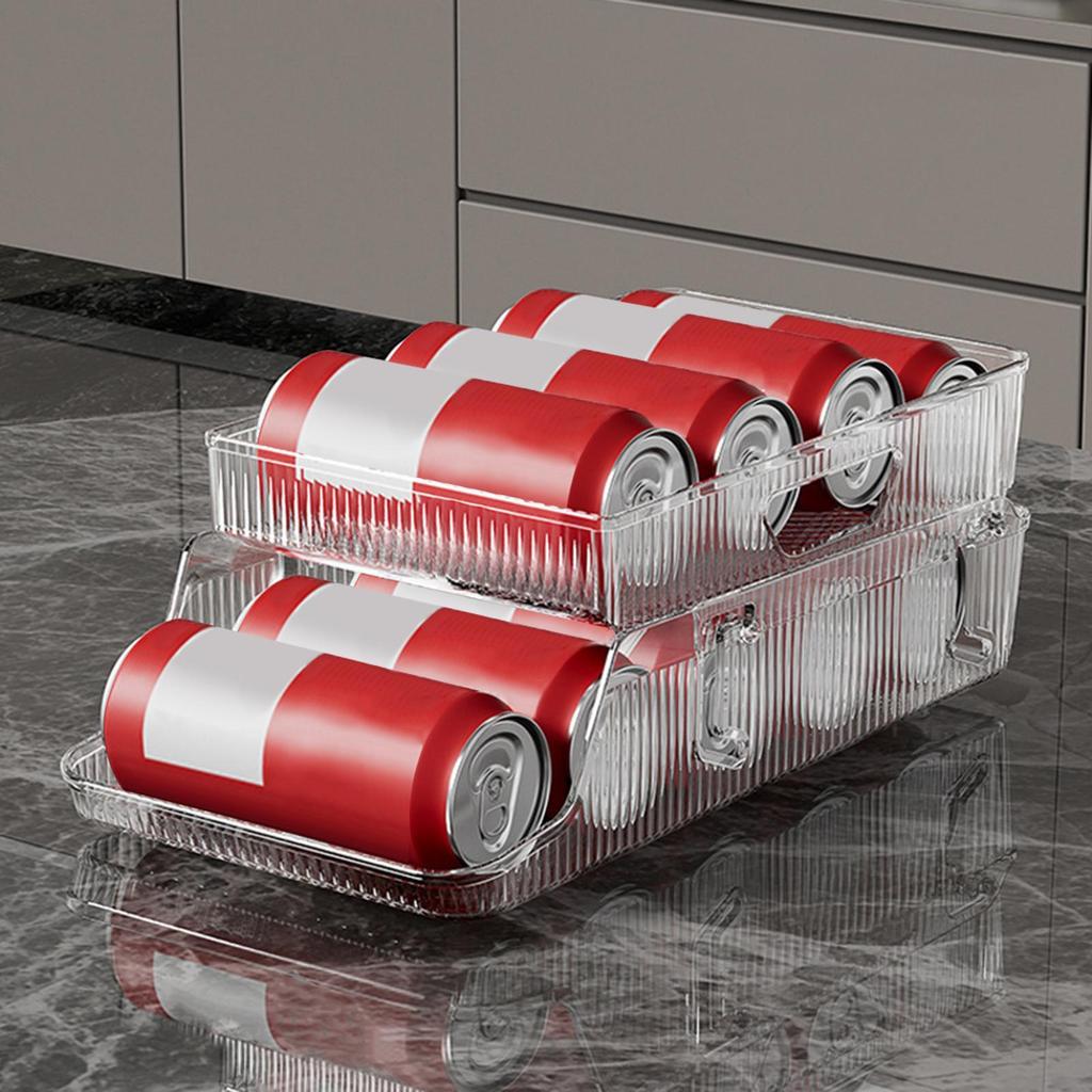 Refrigerator Organizer Bins 2-layer Automatic Rolling Beverage Soda Can Storage Box for Fridge Beverage Organizer for Beer Soda