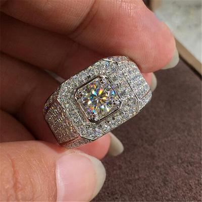 Anillo de Color oro blanco de 14k Real para hombres, joyería de plata fina, ajuste Invisible de compromiso, anillo de oro blanco de 14 K, alianzas de boda para hombres