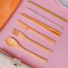 Wooden Spoons And Chopsticks Bamboo Cutlery Set Bamboo Knife Fork And Spoon Student Cutlery, Outdoor Wooden Portable Set