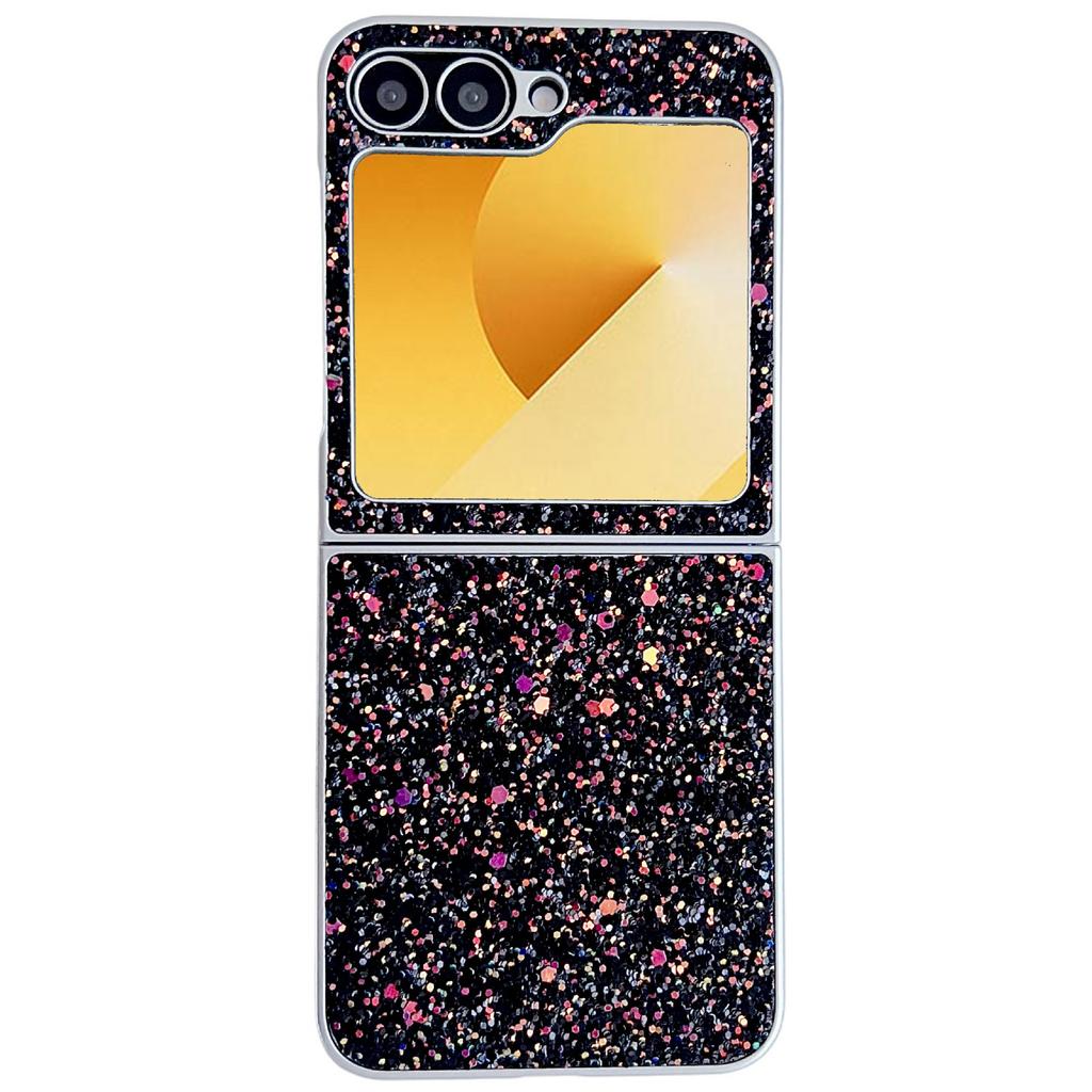 For Samsung Galaxy Z Flip7 FE 5G/Z Flip6 5G Case Rubberized Silver Edge Phantom Glitter Hard PC Phone Cover