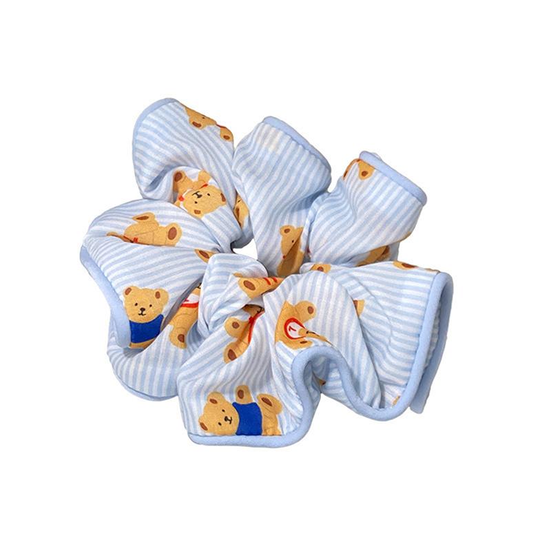 Cute Bear Striped Large Intestine Hair Ties Summer Sweet Women'S Ball Head Tie Versatile Hair Accessories Hair Ropes Headwear