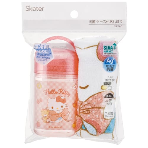 Skater Antibacterial Wet Towel Set with Case Wet Towel 32 X 30.5 Cm Made In Japan Sanrio Hello Kitty Big Ribbon Girl OA5AG