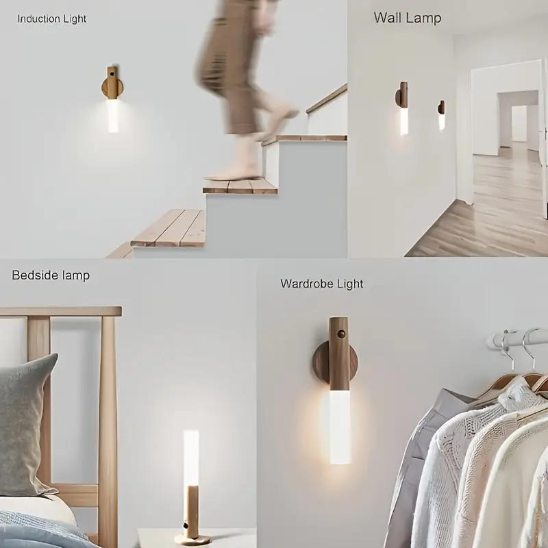 Smart Motion Sensor Night Light, Rechargeable LED Wall/Cabinet Light for Bedroom,Kitchen, Bathroom - Anti-Collision & Shockproof