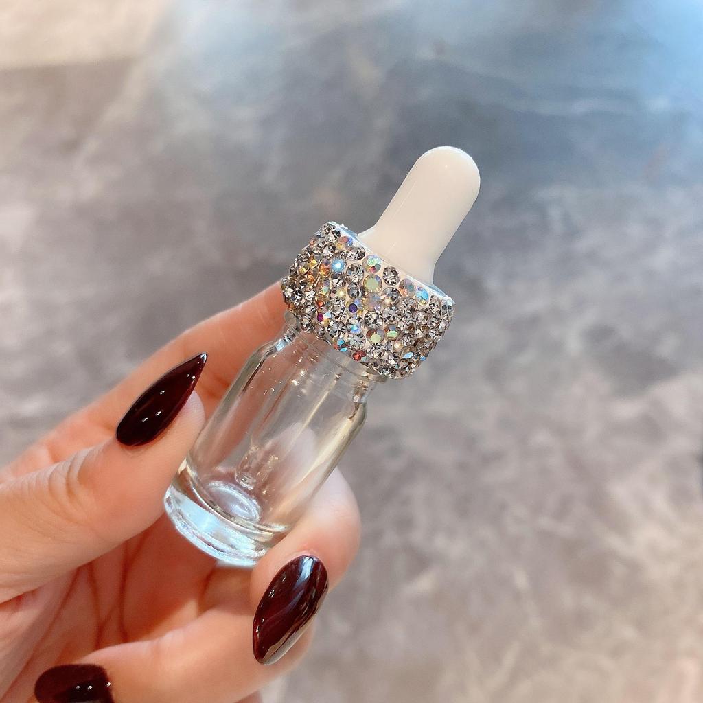 Elegant Diamond-Studded Glass Dropper Bottle - Portable, Multifunctional Essence & Perfume Container