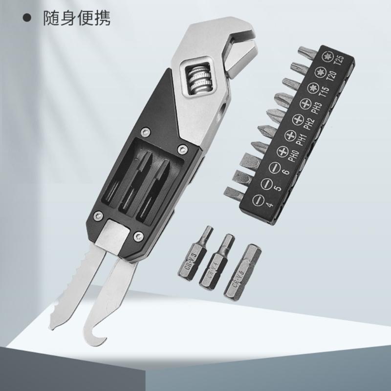 Adjustable Wrench Portable Hex Creative Folding Design Handle Spanners Tools for Outdoors