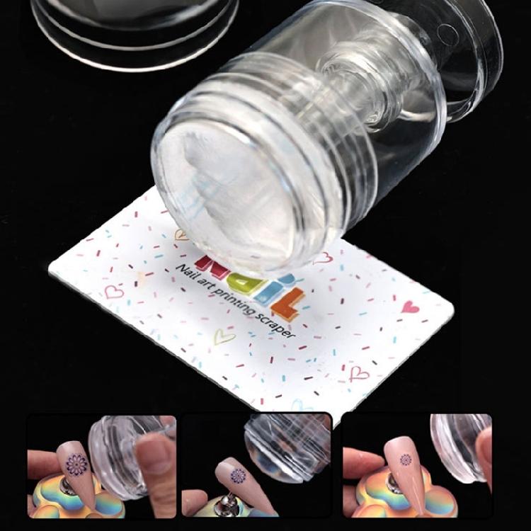Nail Art Stamper,Clear Silicone Stamping Jelly with Scraper for DIY Nail Decors Transparent Visible Body,No Misplacement
