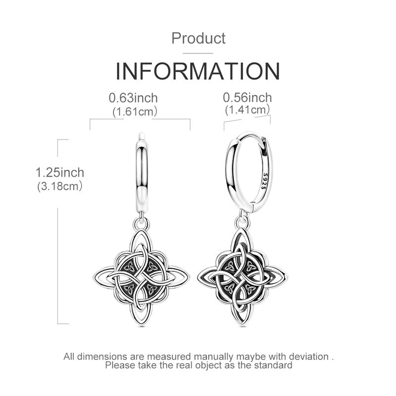 925 Silver Celtic Knot Drop Hoop Earrings Intricate Interwoven Design Wedding Anniversary Jewelry Gift for Her
