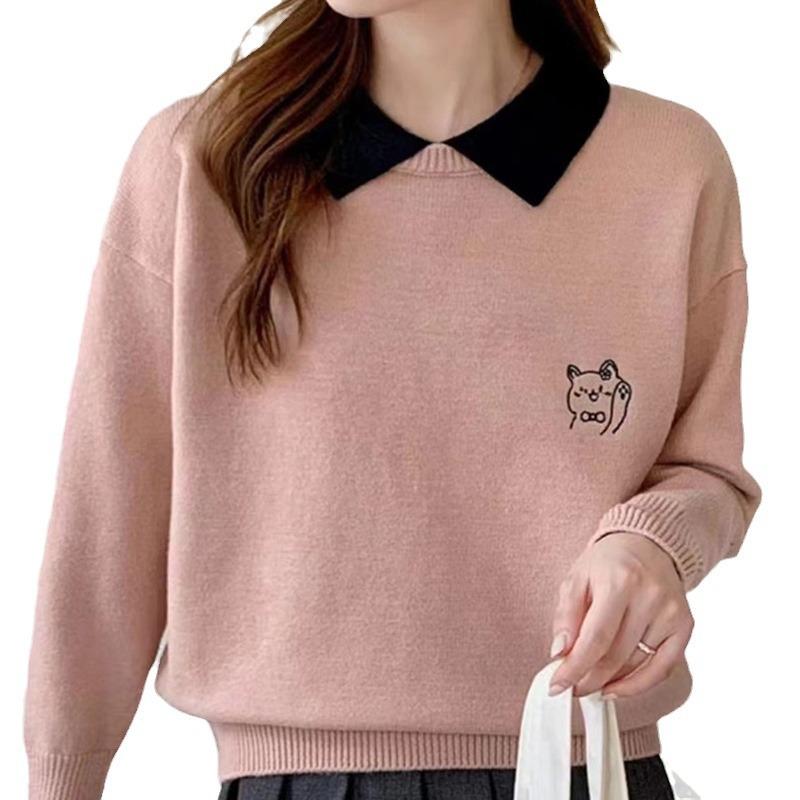 Super High-end Polo Collar Sweater for Women In Autumn and Winter Knitted Base Shirt