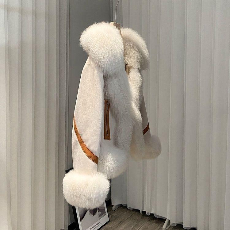 Imitation Fox Fur Coat Women Autumn Winter Fashion Short Add Cotton Thick Warm Suede Overcoat Female Slim Outwear
