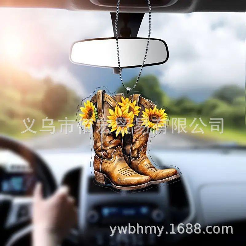 

Acrylic Bright Guide Flower Boots Keychain Cute Car Decoration Creative Gift For Lovers Auto 1