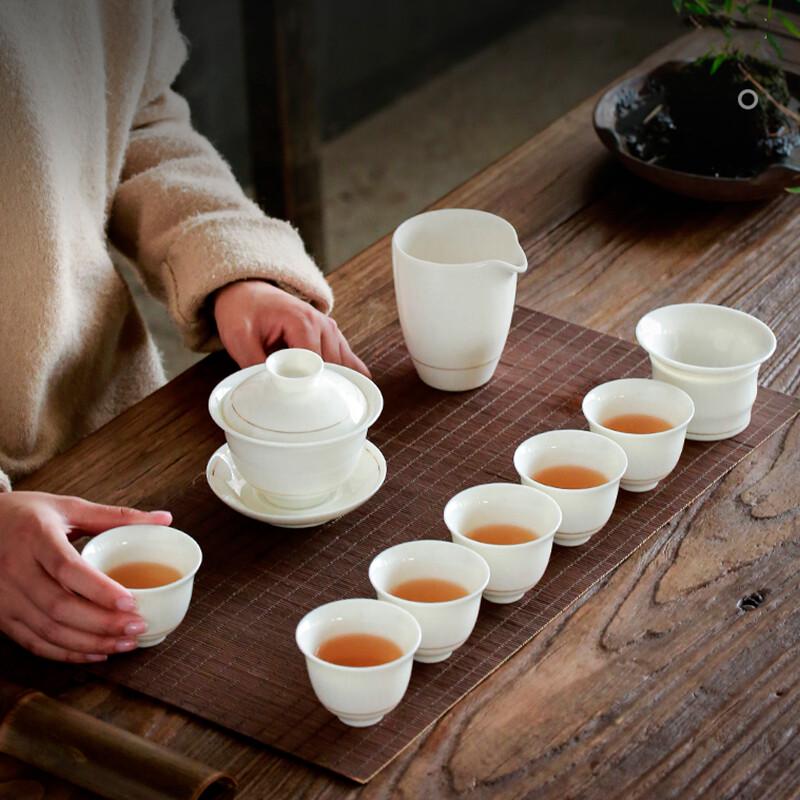 Su Shi Chinese White Porcelain Hand-painted Gold Gongfu Tea Gift Set