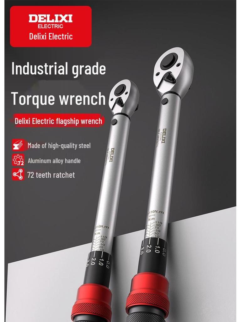 Delixi Electric High-Precision Adjustable Torque Wrench, 72-Teeth, Bidirectional Ratchet