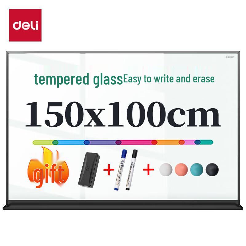 Deli Tempered Glass Magnetic Wall-Mounted Whiteboard