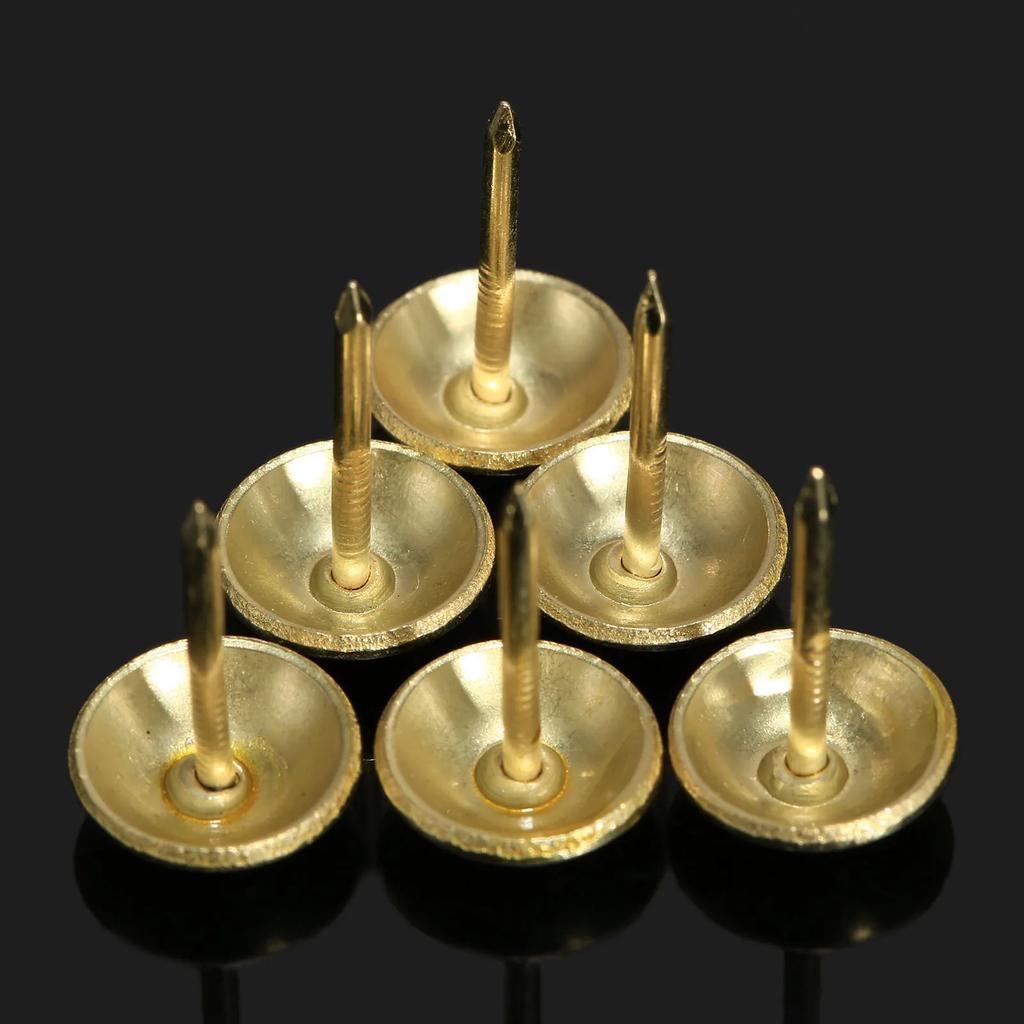 100 τεμ. Vintage Καρφιά Ταπετσαρίας Κεφαλής Αντίκα Χάλκινο/Χρυσό/Ασημί Καρφάκι Διακοσμητικό Ξύλινο Έπιπλο 11mmx17mm Κουτί Θήκη Πιτσιλίδι