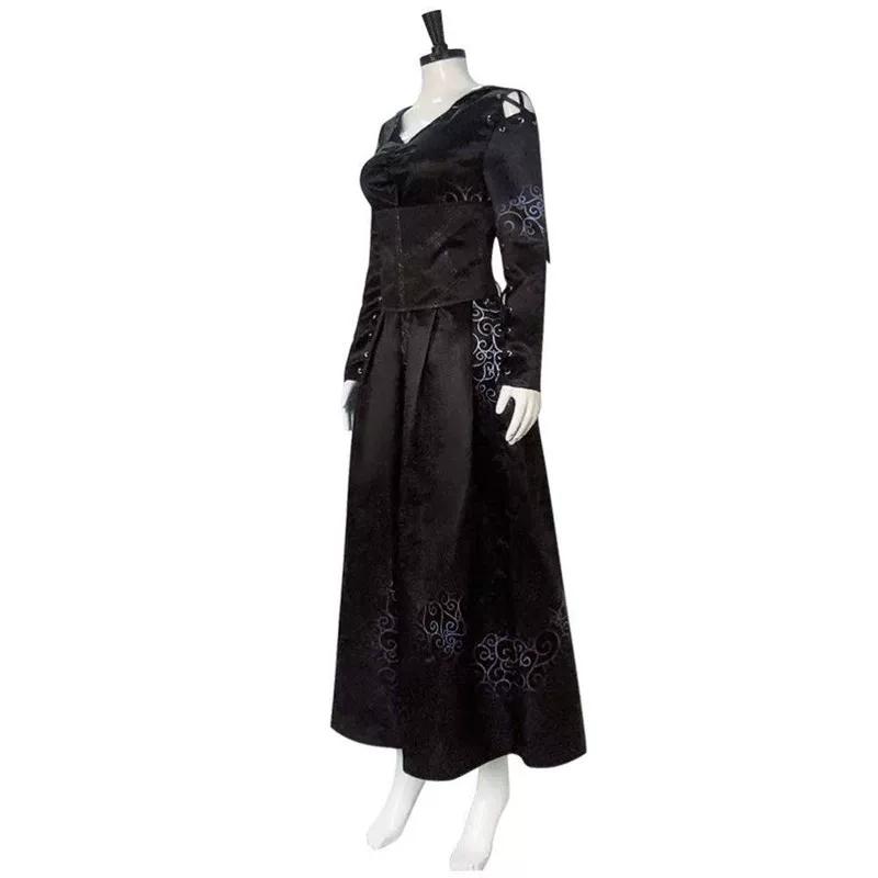 Bellatrix Lestrange Cosplay Costume, Halloween Death Eater Black Witch Stage Performance Dress
