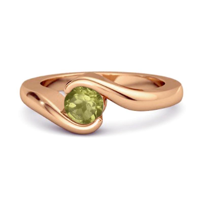 Peridot Modern Bypass Band Ring - 925 Sterling Silver Rose Gold Vermeil 11.5 розового золота