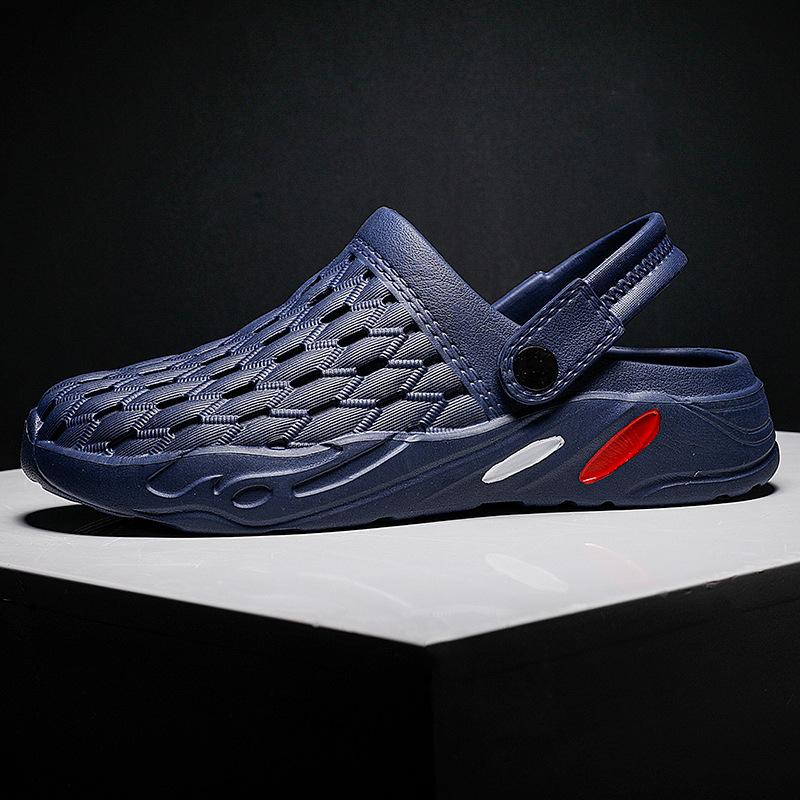 

Summer hole shoes men s non-slip and wear-resistant soft-soled bag head sandals wear thick-soled beach men s slippers 39 синій
