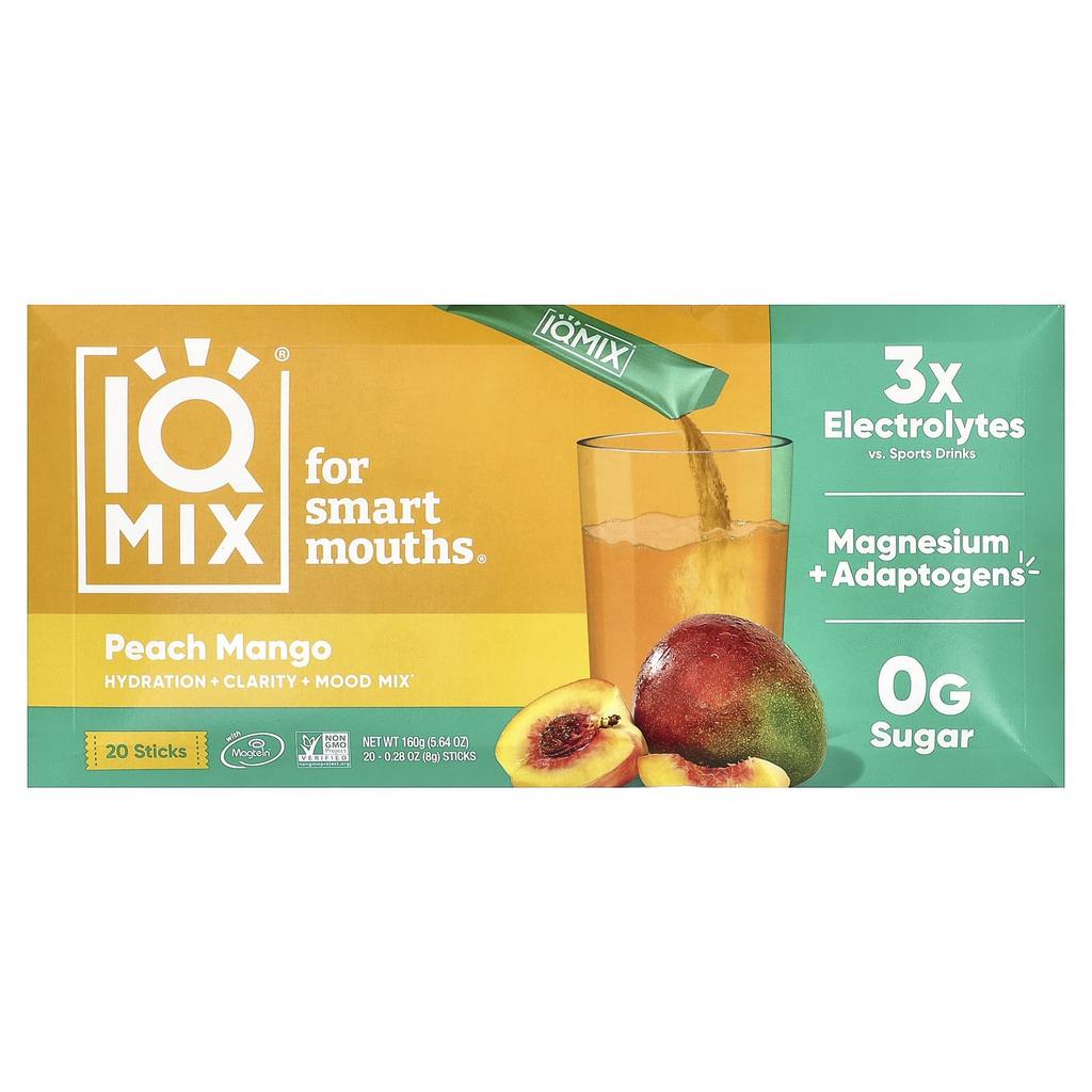 IQBAR, IQMIX®, Hydration + Clarity + Mood Mix, Peach Mango, 20 Count, 8 g (0.28 oz) Each