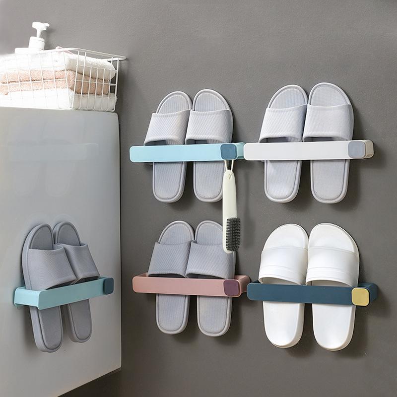 Wall Mounted Foldable Shoe Rack, Slippers Drain Storage Rack, Shoe Hanging Holder, Bathroom and Bedroom Organizer