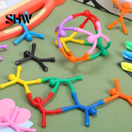 Interactive Toys for Family 10Pcs Magnetic Stick Figure Fidget Toy, Bendable Magnet Matchman Fridge Portable Home Note Photo Holder, Stress