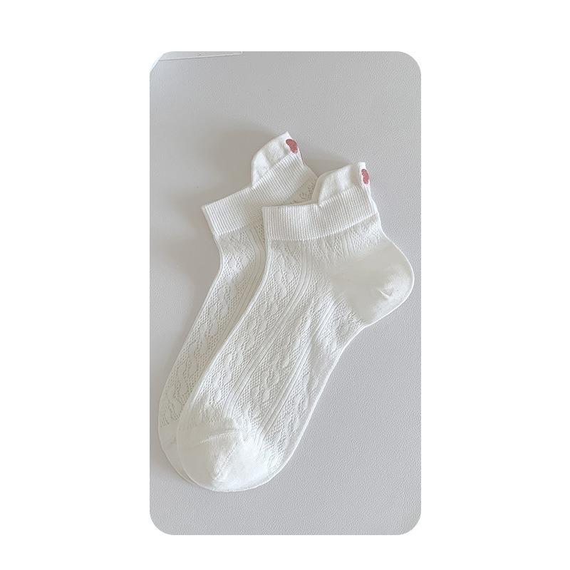 1Pairs Women Short Socks Harajuku Cute Embroidery Bow knot Casual Funny Ankle Socks Spring /Summer Breathable Female Tube Sock #