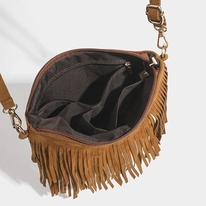 Vintage Quasten Umhängetaschen Damen Vielseitige Schultertasche Boho Stil Fransen Quadratische Geldbörse Damen Handtaschen Zum Verschenken