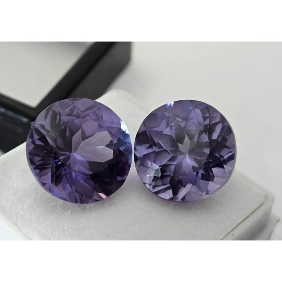 Round Cut Natural Alexandrite 18-19 Ct Pair Beautiful Certified Loose Gemstone