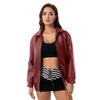 Women Winter Faux Leather Coat Zipper Long Sleeve Jacket with Lapel Solid Color And Pockets Boyfriend Motorcycle Streetwear