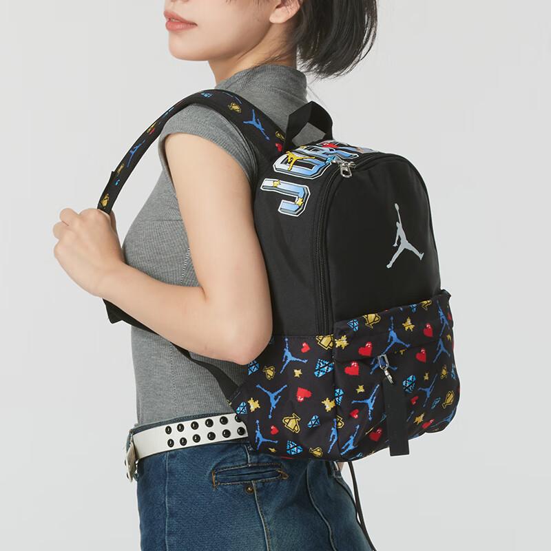 New Jordan Polyester Backpack Trumpets Unisex Black & Multicolor JD2433062TD-002