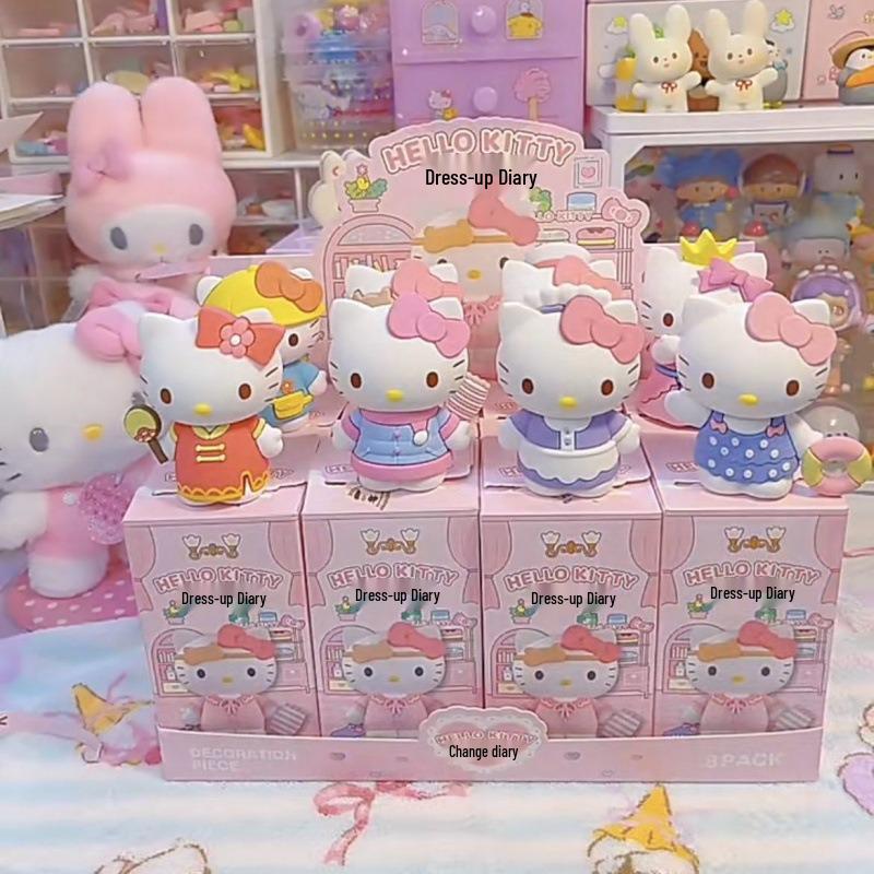 Hello Kitty Dress-Up Diary Blind Box Action Figure Doll - Girlish Heart Ornament Gift (National Version)