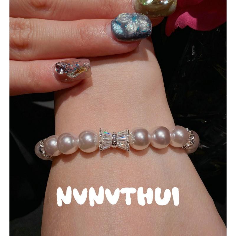 Elegant Pearl Cubic Zirconia Bracelet With Pink Purple Rose Tone Geometric Beaded Design New Chinese Style Hand Jewelry