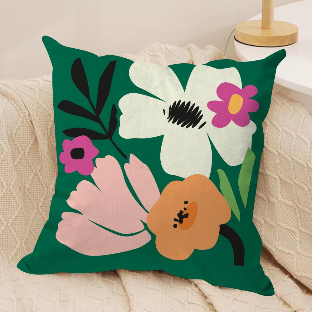 Plants and Flowers Cushion Cover Soft Plush Fabric Double-Sided Printed Sofa Cushion Cover for All Seasons Home Decor Gift