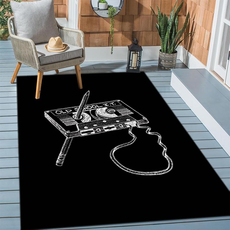 1Pc music mixtape Printed circular carpet, home door mat, outdoor travel protection carpet A17