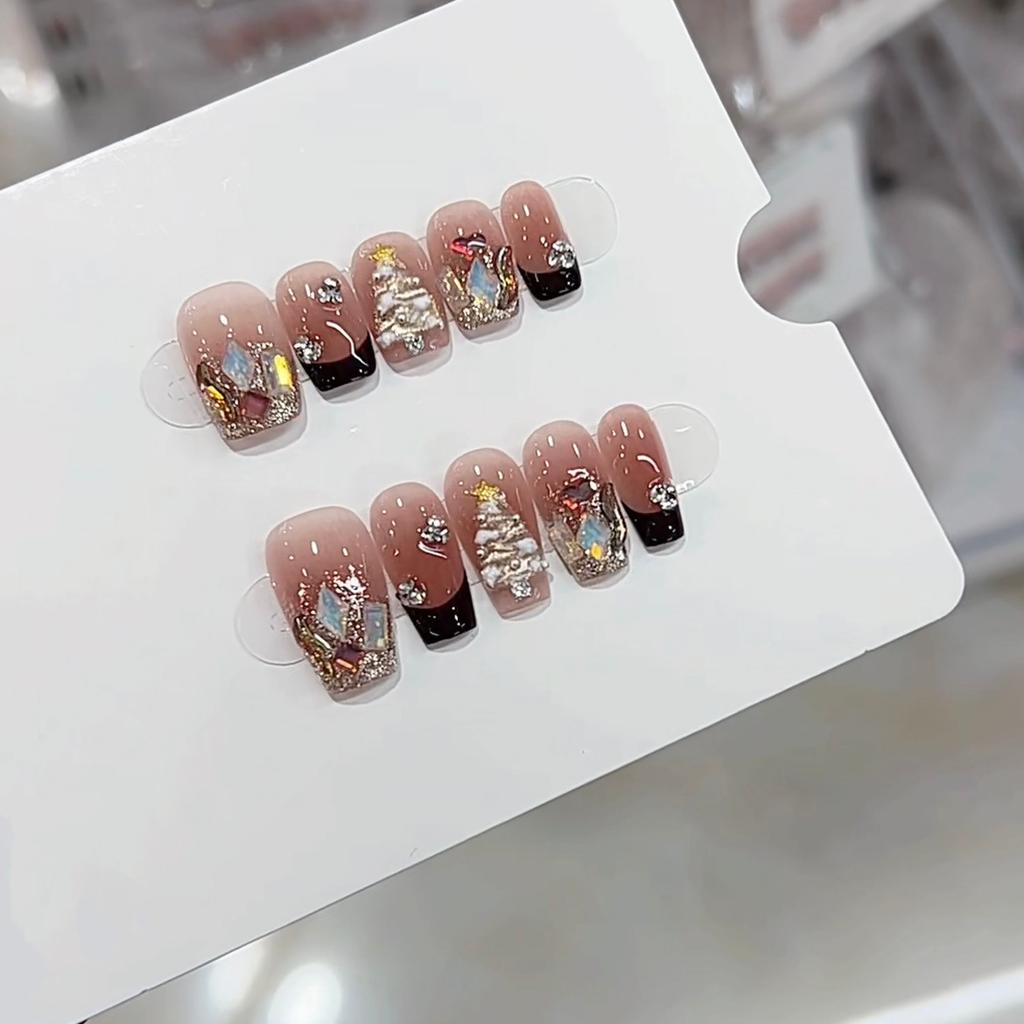 Pure Handmade Phototherapy Wearer Red Christmas Finished Product Reusable Nail Patches