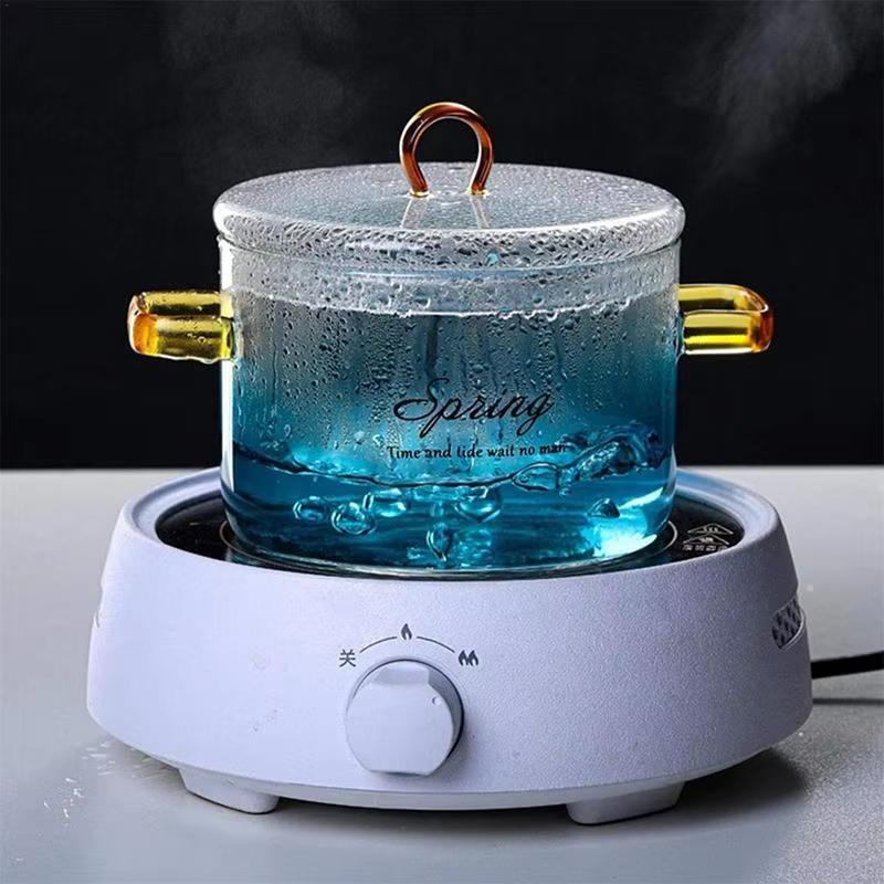 1500ML Glass Simmer Pot Transparent Gradient Glass Saucepan Household Heat-resistant Pot For Pasta Noodles Soup